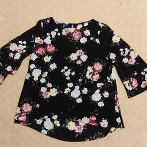 Black flowered blouse XL
